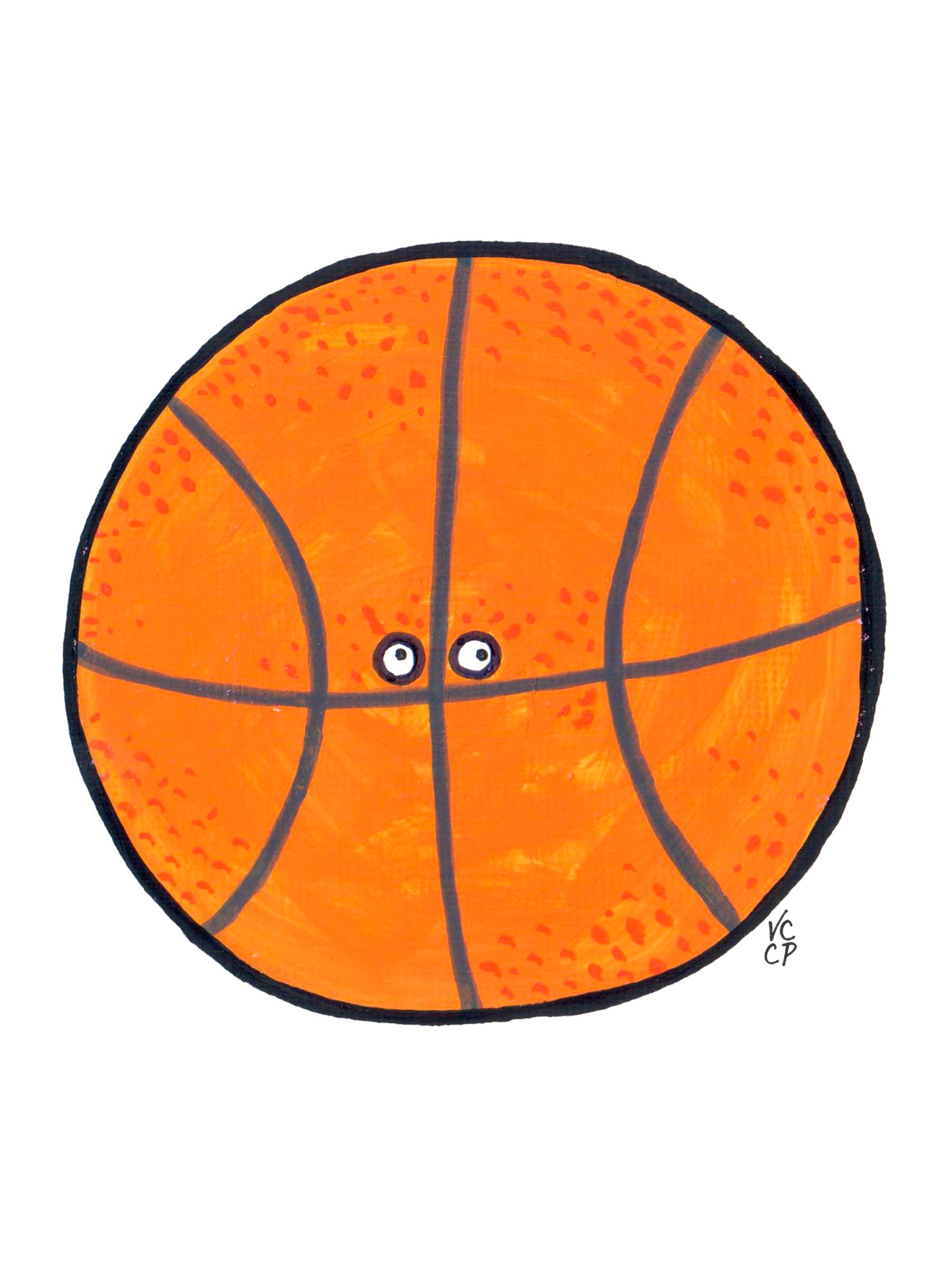 Cartoon basketball with eyes on a white background